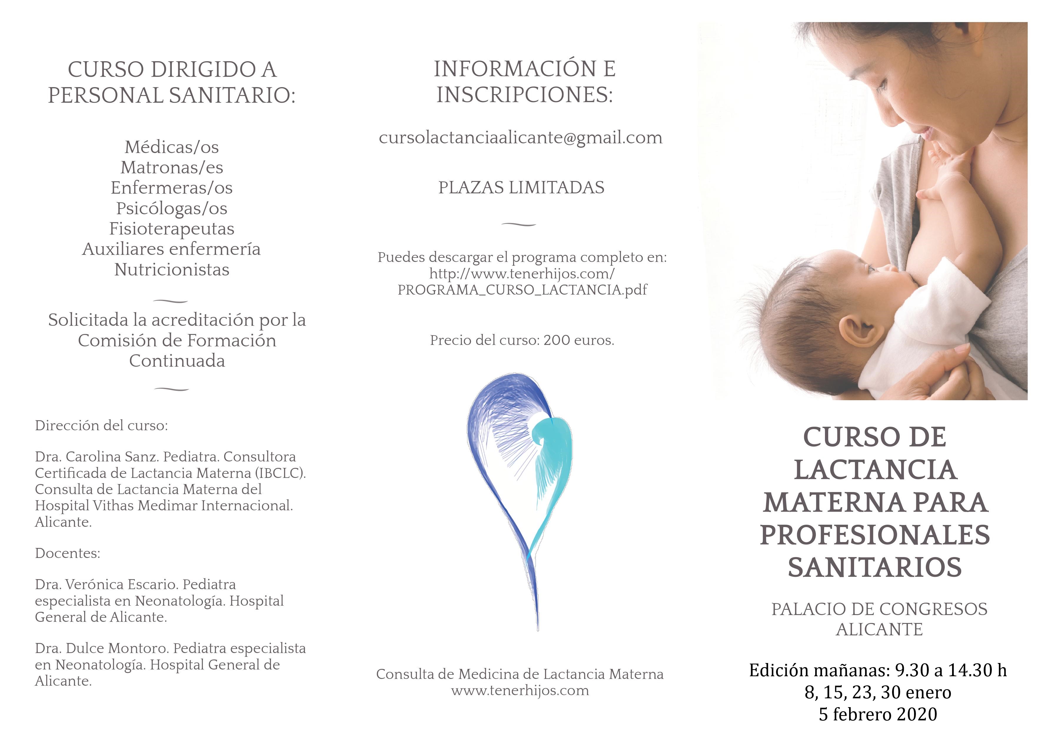 Curso lactancia materna profesionales sanitarios Alicante