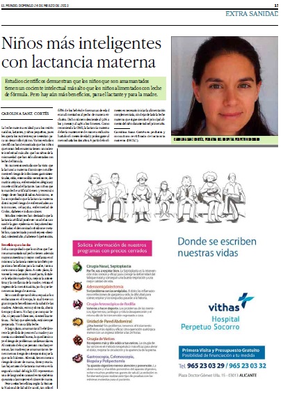 Artículo en diario El Mundo sobre Lactancia Materna